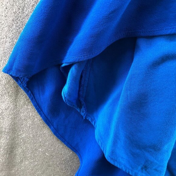 Left Of Center Midi Skirt Womens S Pull On Royal Blue High Low Hem Mixed Media - Picture 7 of 12